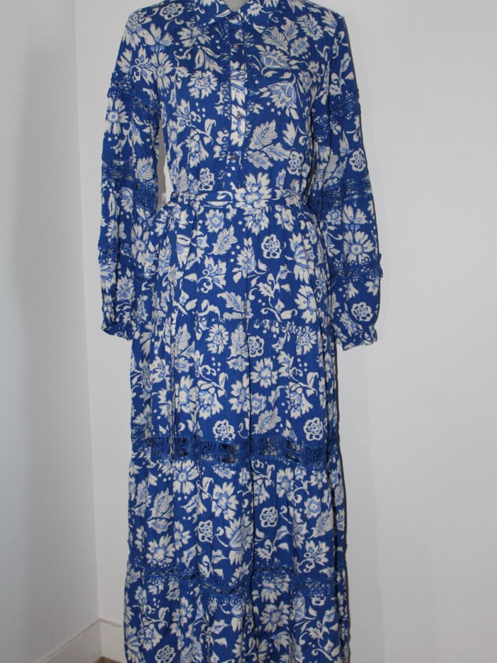 NWT MISS JUNE Paris Long Morgane Collared Belted Dress One Size - Picture 3 of 8